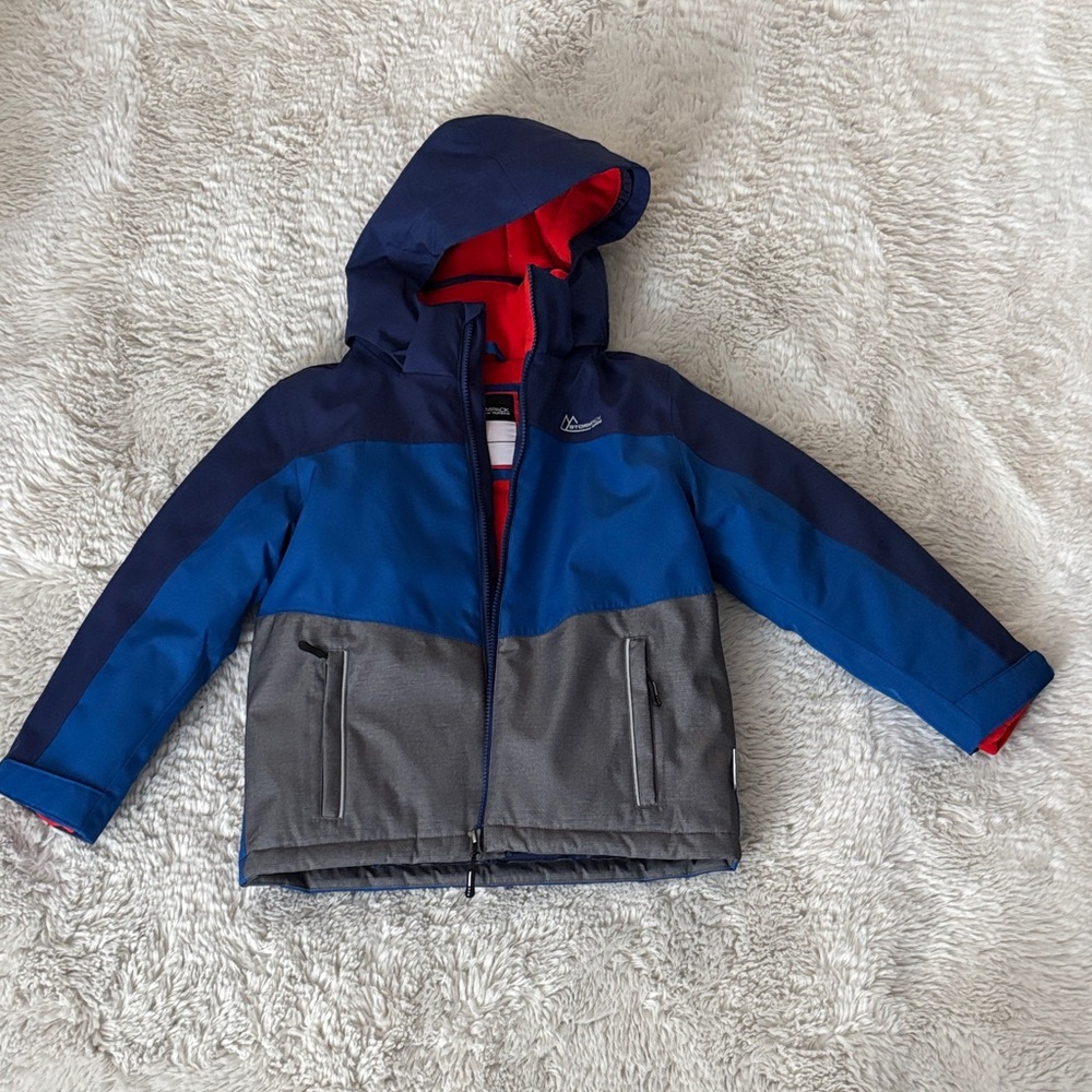 Brand New Boys Winter Jacket Size 7 - Kids Blue and Gray Hooded Winter Jacket